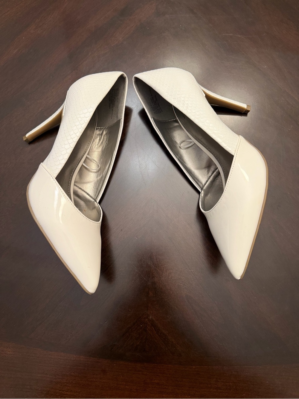 Worthington Cream Pointed-Toe Pumps with Textured Heel